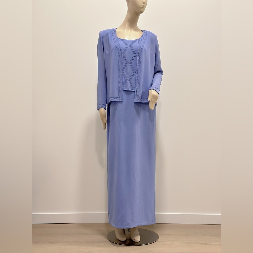 Night Scene Lavender 2-Piece Vintage Set – Dress + Jacket – Size M